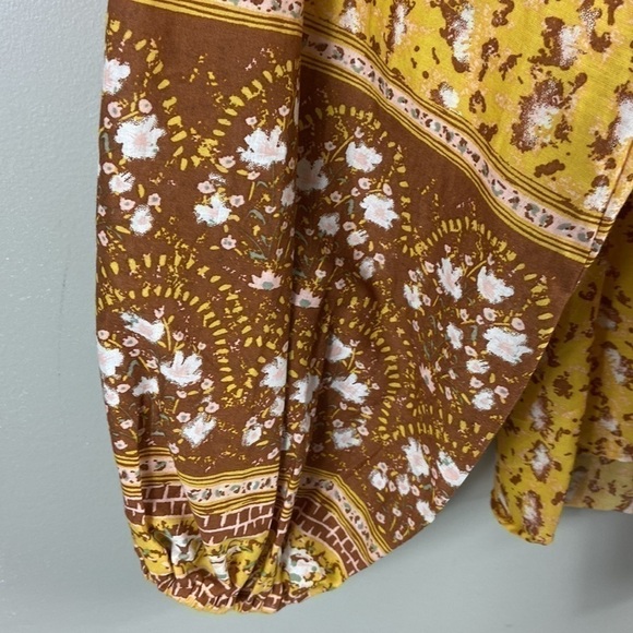 JOIE Boho Floral Prairie Puff Sleeve Ruffle Yoke Button Down Top Size S - Picture 11 of 12